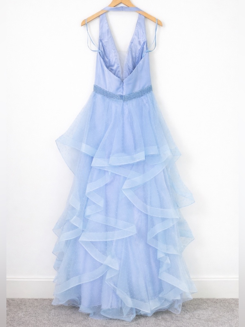Nox Anabel Periwinkle Swiss Dot Mesh Tiered Prom Dress Gown Medium Fairycore - Picture 5 of 17